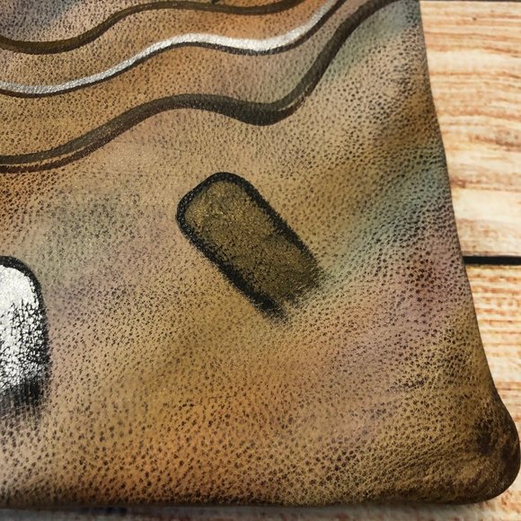 Allan Edward Vintage Leather Painted  Signed Clutc - Picture 10 of 11